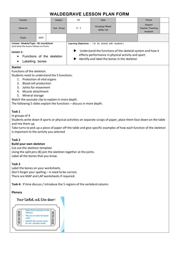 Edexcel NEW SPEC GCSE PE - Skeleton