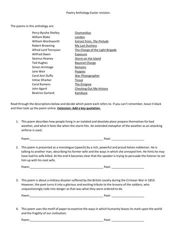 Power and Conflict poetry anthology recap