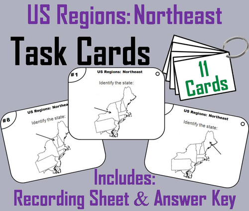 US Geography Task Cards: Northeast Region of the United States