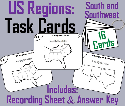 US Geography Task Cards: South & Southwest Regions of the United States