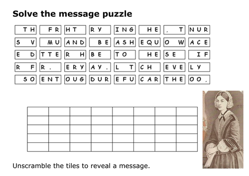 Solve the message puzzle from Florence Nightingale