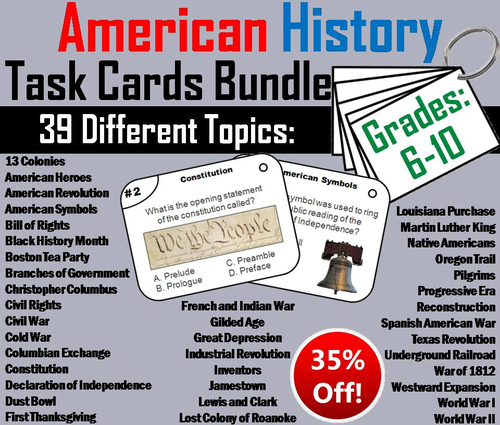 US History Task Cards Bundle