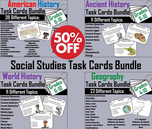 Social Studies Task Cards Bundle