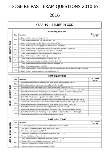 RS Edexcel GCSE - Past Exam Questions | Teaching Resources