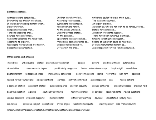 Jornalistic / newspaper language