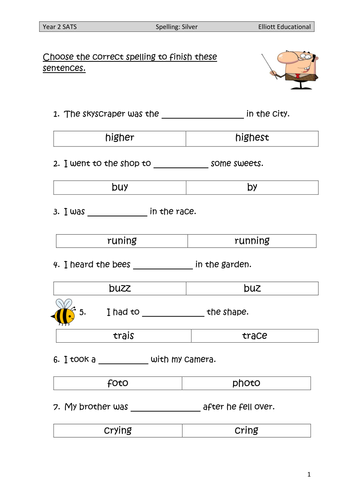 year 2p3key stage 1 spellings for practice or sats revision 2016