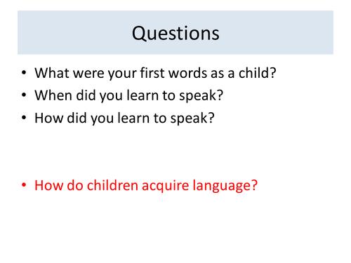 A Level Language Acquisition Theories