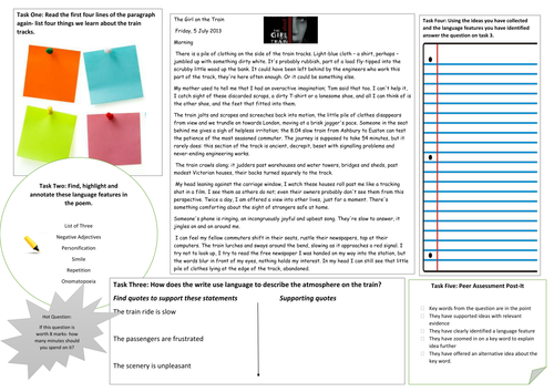 AQA Language Paper 1 Learning Mat Question 1 and 2