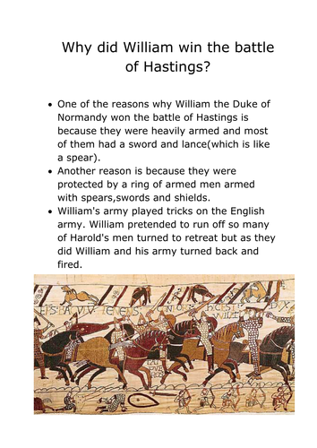 Three reasons why William won the battle of Hastings
