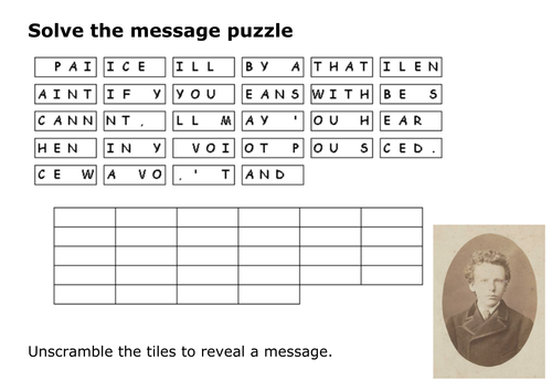 Solve the message puzzle from Vincent Van Gogh
