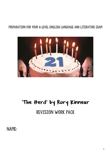 'The Herd' by Rory Kinnear revision workbook for AQA LangLit A Level