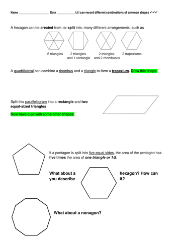 2D Shapes - Shapes in Shapes, Fraction within Shapes