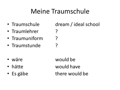 Traumschule / dream school speaking activity
