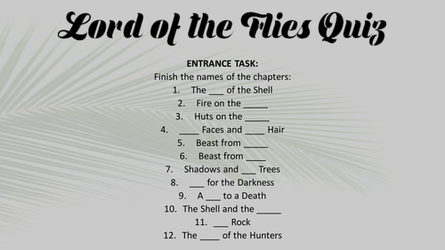 Lord Of The Flies Quiz Teaching Resources