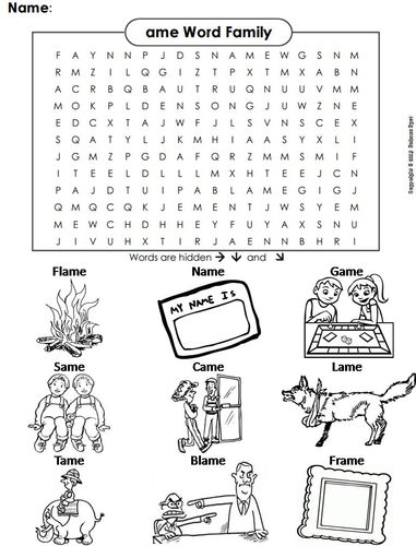 ame Word Family Word Search