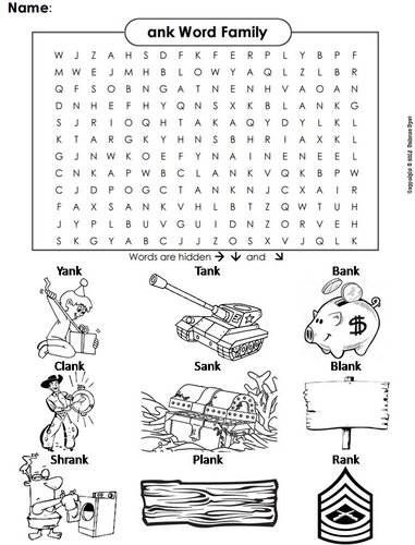 ank Word Family Word Search