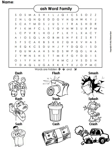 ash Word Family Word Search