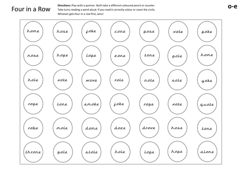 Year 1 Phonics- 4 in a row