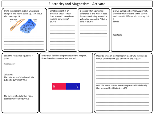 ks3 activate science electricity and magnetism topic revision by