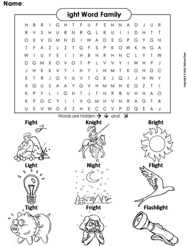 ight Word Family Word Search