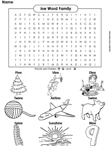 ine Word Family Word Search