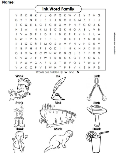 ink Word Family Word Search