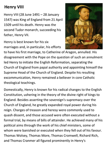 Henry VIII Handout