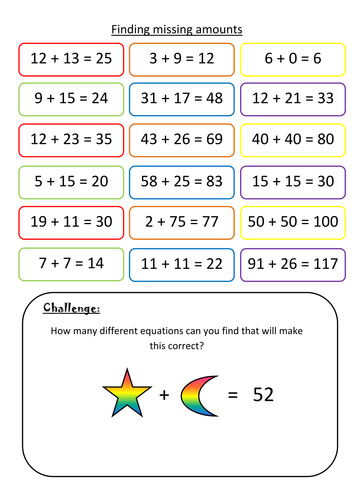 Missing number addition | Teaching Resources