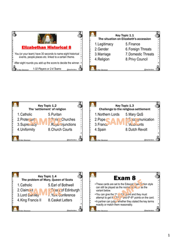 Elizabethan Revision  - "Historical Eight" Sample Game