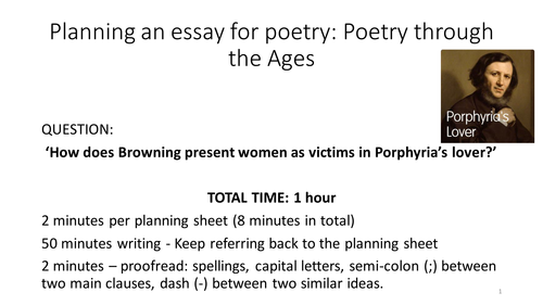 GCSE Planning Analytical Poetry Answers - 'Love through the Ages'