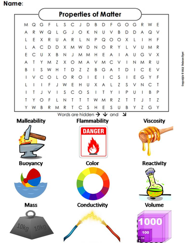Properties of Matter Word Search