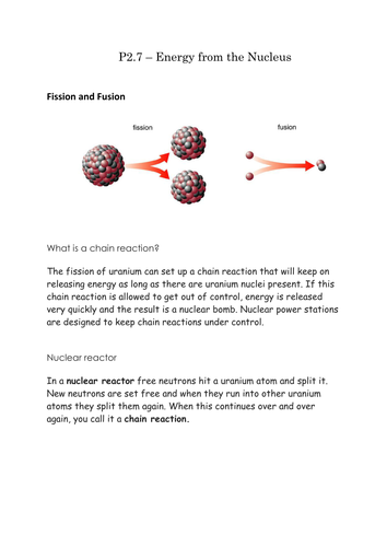 GCSE Physics - P2.7 – Energy from the Nucleus revision notes