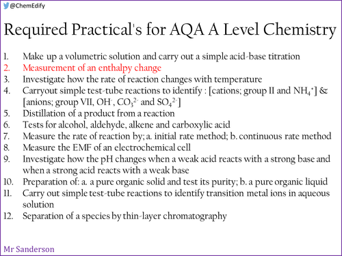 AQA A Level Chemistry Required Practical 2 - Enthalpy change