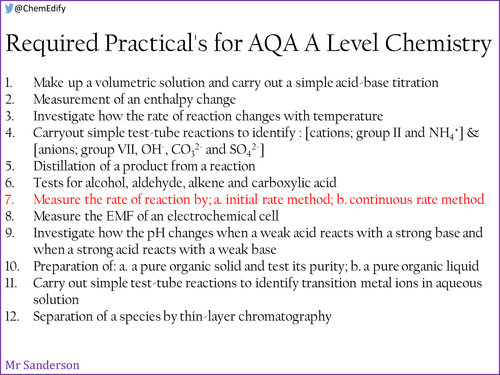 AQA A Level Chemistry Required Practical 7 - Measuring rates