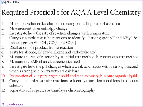 AQA A Level Chemistry Required Practical 10 - Preparation of organic compounds
