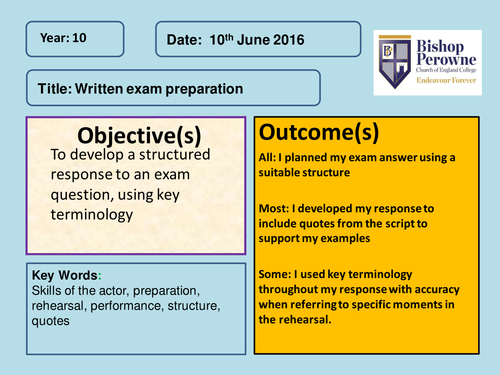 AQA GCSE prep for written exam