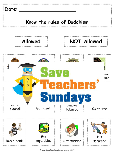 Buddhism Five Noble Precepts Lesson plan, PowerPoint and Activities