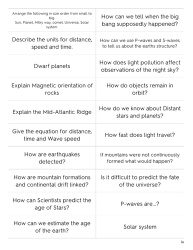 OCR 21st century P1 P2 P3 revision cards