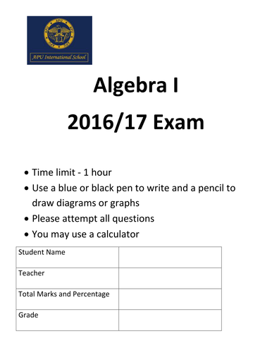 Algebra 1 end of course exam