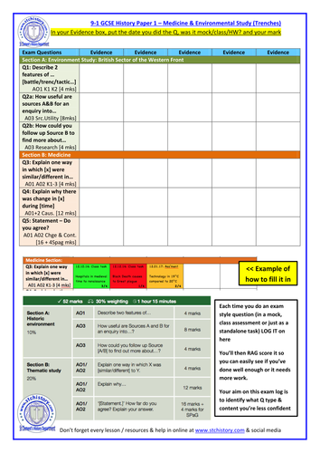 Edexcel 9-1 Medicine & Environment Study PLC exam log (editable)