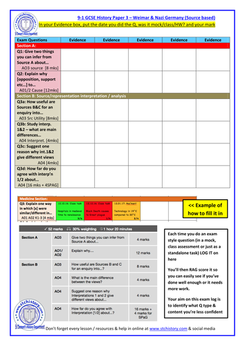 Edexcel 9-1 Germany PLC exam log (editable)