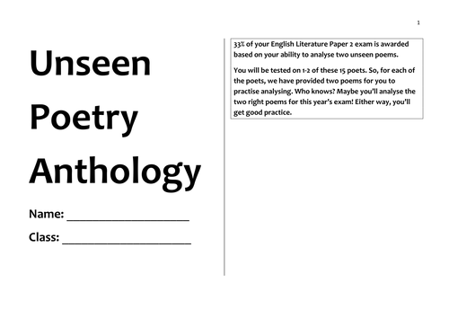 GCSE Unseen Poems Anthology