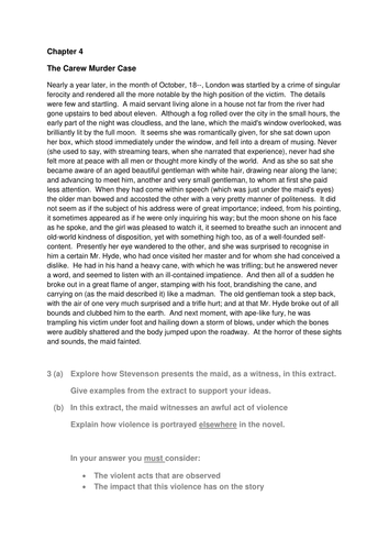 Edexcel English Literature Paper 2 Jekyll And Hyde Sample Question Teaching Resources