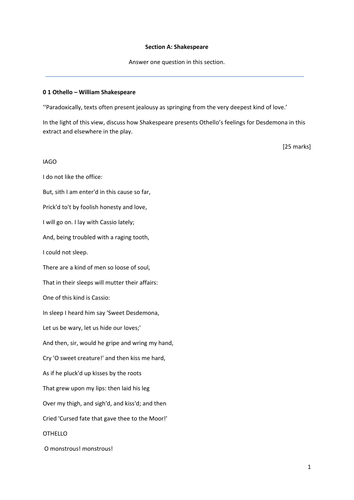 AQA GCE Literature A Love through the ages