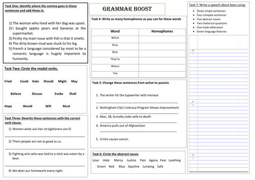 Grammar focused learning mat