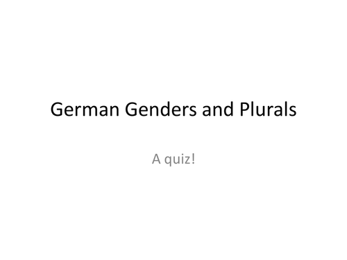 German genders and plurals quiz