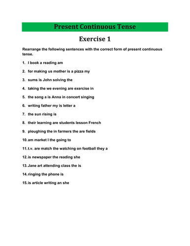 Present Simple Present Continuous Exercises With Answers