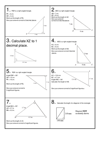 Pythagoras Revision Race with scoreboard