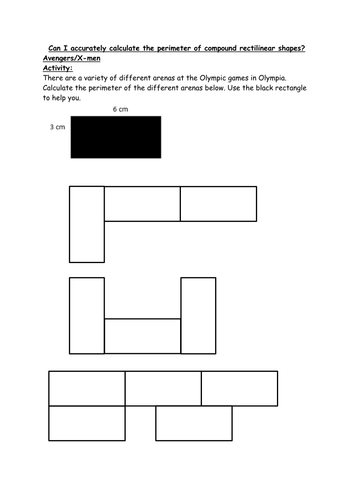 Calculating the perimeter of compound rectilinear shapes - KS2 Year 5/6 worksheet