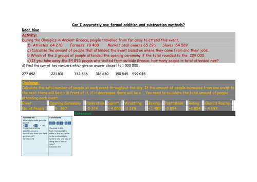 Addition and Subtraction Ancient Greece worksheet for KS2 Year 5/6